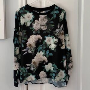 Silvian Heach Floral Blouse - size M black white silky